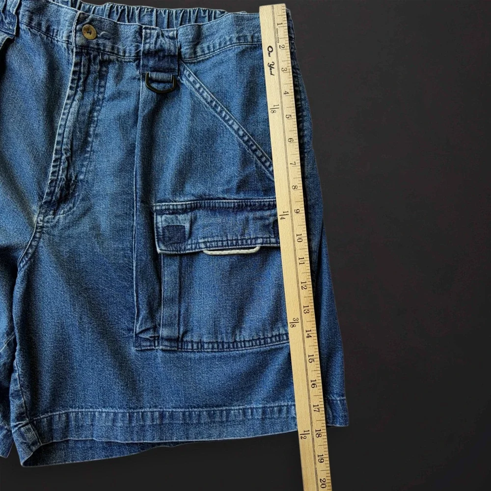 VTG Columbia PFG Denim Cargo Fishing Shorts Mens Blue 106 FM 8000 Utility Pocket
